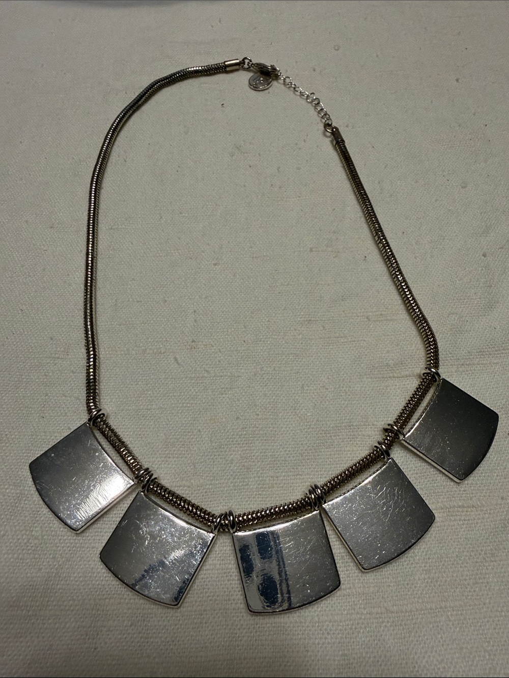 Liz Claiborne-Silver-Tone Statement Necklace with Geometric Pendants